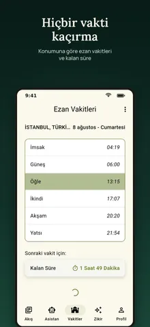 Mağaza görseli — Hiçbir vakti kaçırma: konuma göre ezan vakitleri listesi ve kalan süre